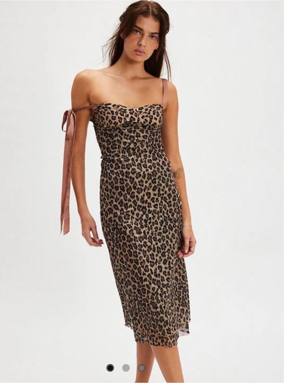 Free People Leopard Print Midi Dress in Brown and Black